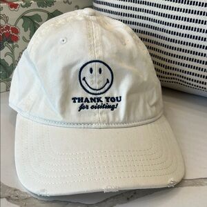 Aerie White Thanks for Visiting Smiley Face Cap